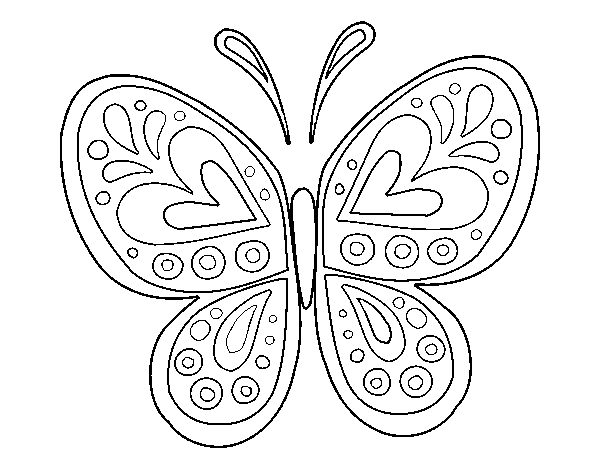 Dibuix de Mandala papallona per Pintar on-line - Dibuixos.cat